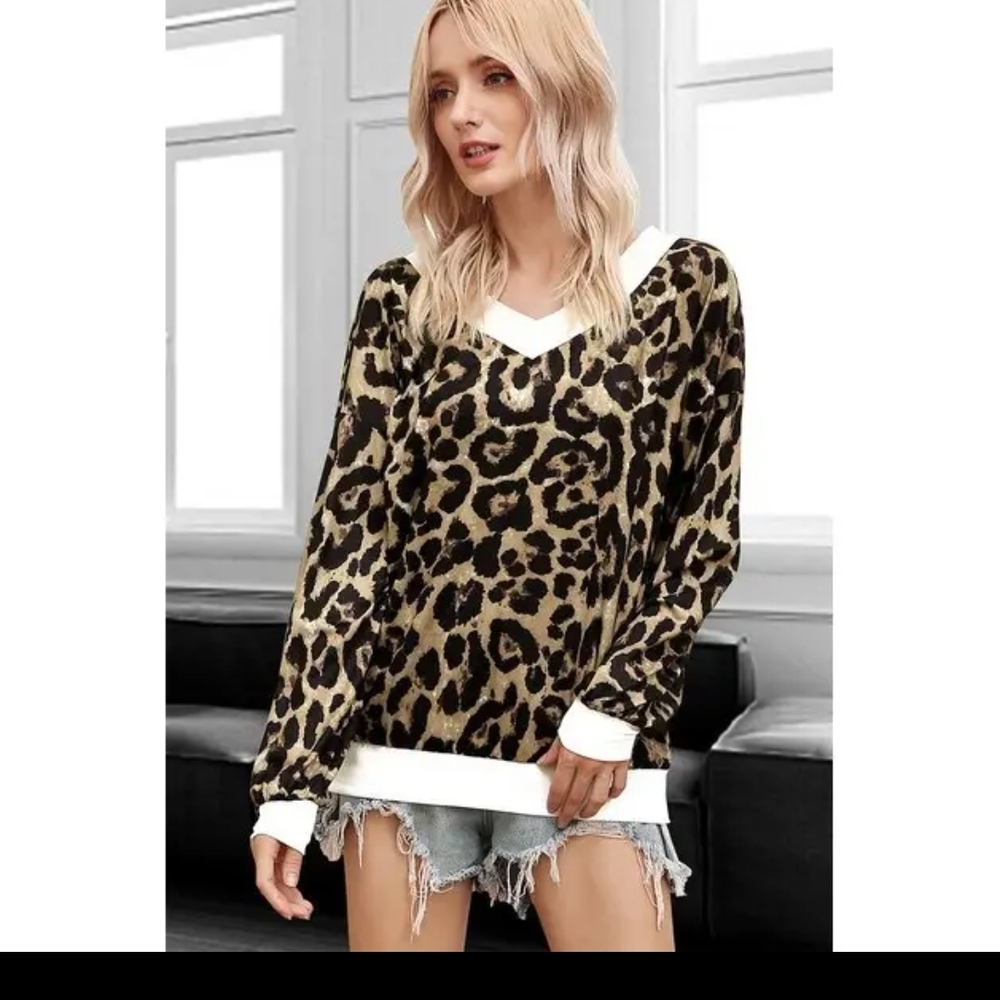 NEW Leopard Print V-Neck Sweater